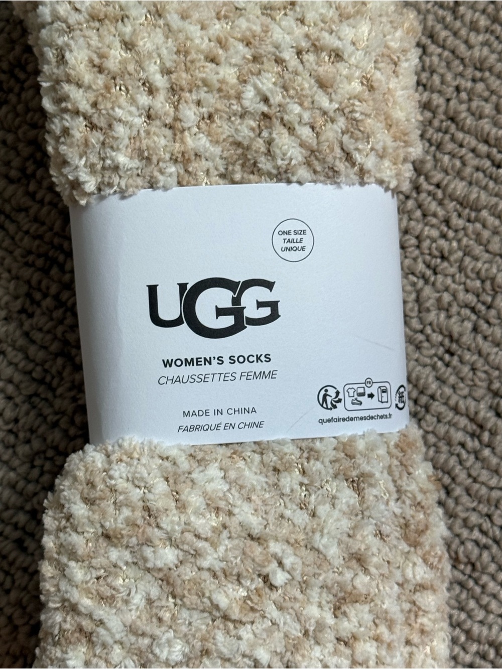 UGG Women's Plush Chenille Socks - Cream & Tan